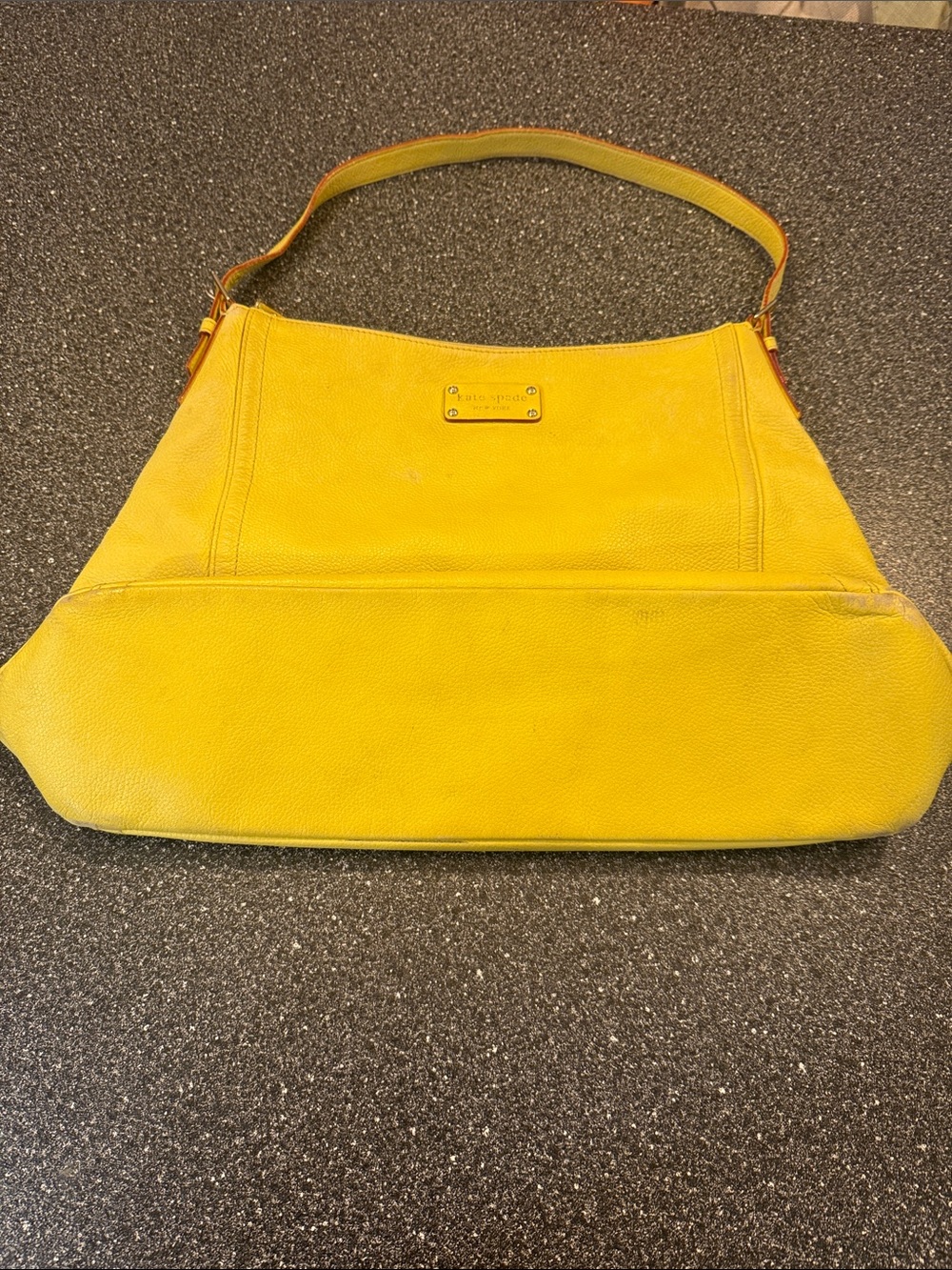 kate spade vibrant Yellow Pebbled Leather Shoulder Bag - Picture 7 of 12